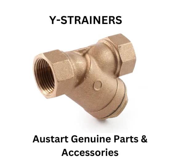  Y-strainer with brass fittings, showcasing the quality of an Austart Product designed for efficient filtration